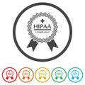 HIPAA compliant sign ring icon, color set