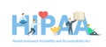 HIPAA, Health Insurance Portability and Accountability Act. Concept with keywords, letters and icons. Flat vector