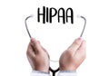 HIPAA Professional doctor use computer and medical equipment all