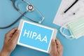 HIPAA Professional doctor use computer and medical equipment all around, HIPAA privacy rule HIPAA Compliance