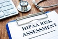 Hipaa risk assessment form and stethoscope