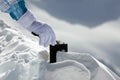 Hipflask in snow Royalty Free Stock Photo