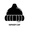 hiphop cap icon, black vector sign with editable strokes, concept illustration