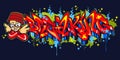 Abstract Hiphop Graffiti Style Word Breaking Vector Typography Illustration