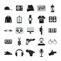 Hiphop rap swag music dance icons set, simple style Royalty Free Stock Photo