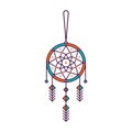 Hippie colorful Dream catcher icon vector in linear style illustration