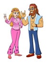 Hippie couple showing peace signs Royalty Free Stock Photo