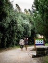 Hippie Couple Walks in the Park