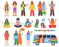 Hippie Decorative Icons Set