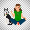 Hippie girl with dog icon