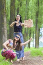 Hippie Girls in the Woods