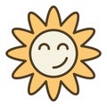 Hippie Groovy Smiling Flower vector colored icon or design element