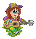 Hippie guitar player outdoor Royalty Free Stock Photo