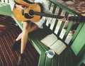 Hippie Guitar Woman Relaxation Concept Royalty Free Stock Photo