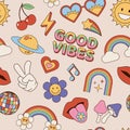 Hippie icons seamless pattern Royalty Free Stock Photo