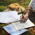 Hippie Musician Songwriter Writing Concept Royalty Free Stock Photo