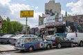 Hippie painted old car parked on Brooklyn street Royalty Free Stock Photo