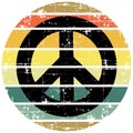 Hippie Peace Sign - Retro Distressed Png Illustration Royalty Free Stock Photo