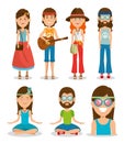 Hippie people cartoon