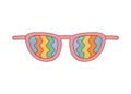 Hippie rainbow sunglasses. Groovy retro style.