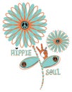 Hippie Soul - Peace Sign Flower Power Illustration Royalty Free Stock Photo