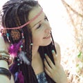 Hippie style young woman with dreadlocks portrait, outdoor Royalty Free Stock Photo