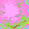 Hippie tie dye effect rainbow effect on bright pink background, liquid wave in party birthday paper, party chaotic