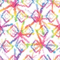 Hippie Tie Dye Rainbow LGBT Seamless Pattern in Abstract Background Style. Colorful Shibori Psychedelic Texture with