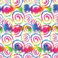 Hippie Tie Dye Rainbow LGBT Swirl Seamless Pattern in Abstract Background Style. Colorful Shibori Psychedelic Texture Royalty Free Stock Photo