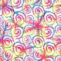 Hippie Tie Dye Rainbow LGBT Swirl Seamless Pattern in Abstract Background Style. Colorful Shibori Psychedelic Texture Royalty Free Stock Photo