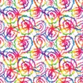 Hippie Tie Dye Rainbow LGBT Swirl Seamless Pattern in Abstract Background Style. Colorful Shibori Psychedelic Texture Royalty Free Stock Photo