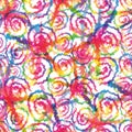 Hippie Tie Dye Rainbow LGBT Swirl Seamless Pattern in Abstract Background Style. Colorful Shibori Psychedelic Texture Royalty Free Stock Photo