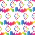 Hippie Tie Dye Rhombus Rainbow LGBT Seamless Pattern in Abstract Background Style. Colorful Shibori Psychedelic Texture