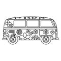Hippie van with floral print icon