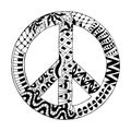 Hippie vintage peace symbol in zentangle style Royalty Free Stock Photo