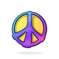 Hippies colorful symbol of peace. Sign of pacifism and freedom. Community of people against war