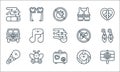 Hippies line icons. linear set. quality vector line set such as peace, hippies, microphone, earth, butterfly, van, no weapons,