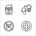 hippies line icons. linear set. quality vector line set such as peace, no weapons, gun Royalty Free Stock Photo