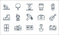 hippies line icons. linear set. quality vector line set such as camera, radio cassette, pant, flower pot, radio, sneaker, handbag