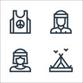 Hippies line icons. linear set. quality vector line set such as camping tent, hippy, hippy