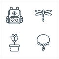 hippies line icons. linear set. quality vector line set such as necklace, flower pot, dragonfly