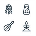 hippies line icons. linear set. quality vector line set such as plant, guitar, lava lamp