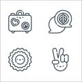 Hippies line icons. linear set. quality vector line set such as victory, sun, peace Royalty Free Stock Photo