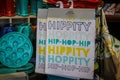 Hippity Hoppity Table runners and other colorful Easter merchandise on display