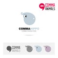 Hippo animal concept icon set and modern brand identity logo template and app symbol based on comma sign