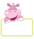 Hippo. Baby animal banner