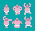 Hippo ballerina set. hippopotamus Ballet. Sea cow in ballet tutu dancing. vector illustration