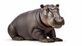 Hippo calf isolated, Hippopotamus amphibius. generative ai