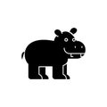 Hippo cute icon, vector illustration, black sign on isolated background Royalty Free Stock Photo