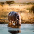 hippo drinking, AI generated Royalty Free Stock Photo
